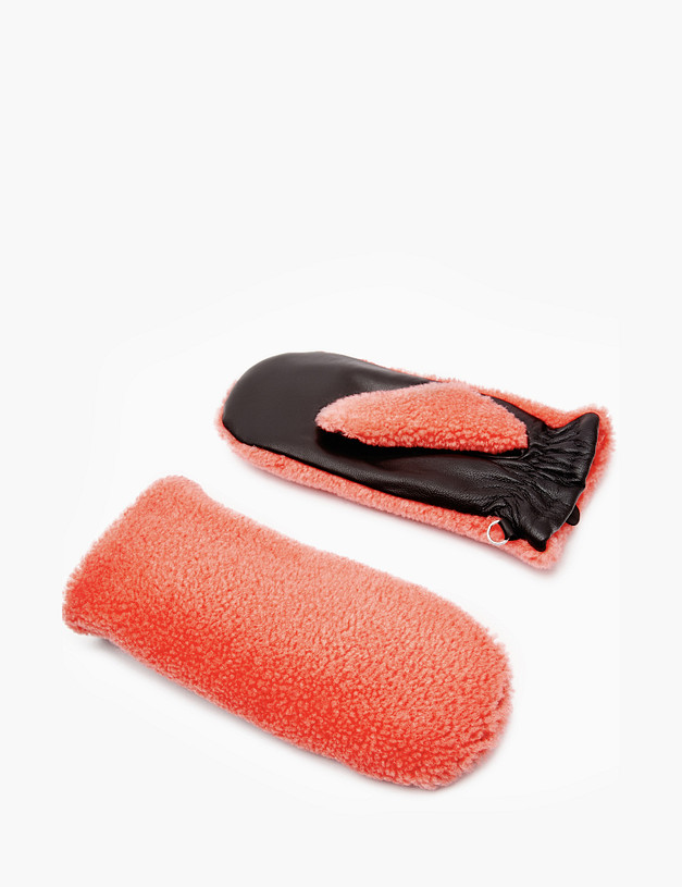 Коралловые женские варежки из шерсти MASCOTTE 717-2216-505 | ракурс 3