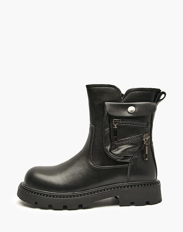 234-522723-0602 Ботинки девичьи кож.спилок/ворсин черн, Mascotte JUNIOR