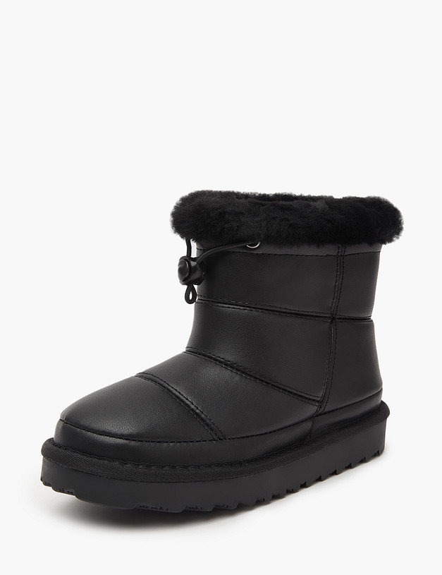 Черные кожаные детские угги MASCOTTE 234-3264311-0102 | ракурс 4