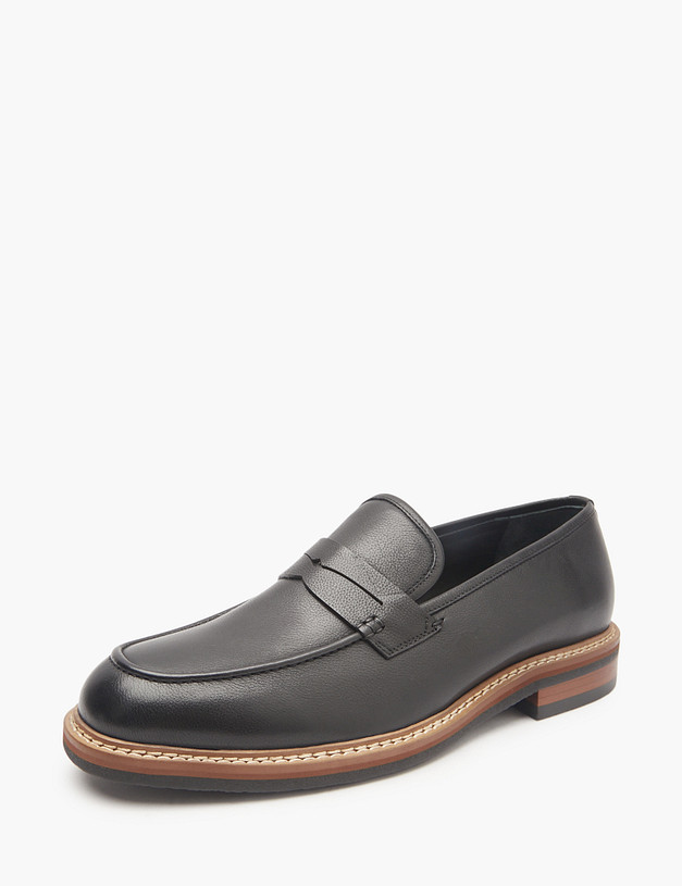 Черные мужские кожаные лоферы MASCOTTE 175-510815-0102 | ракурс 3