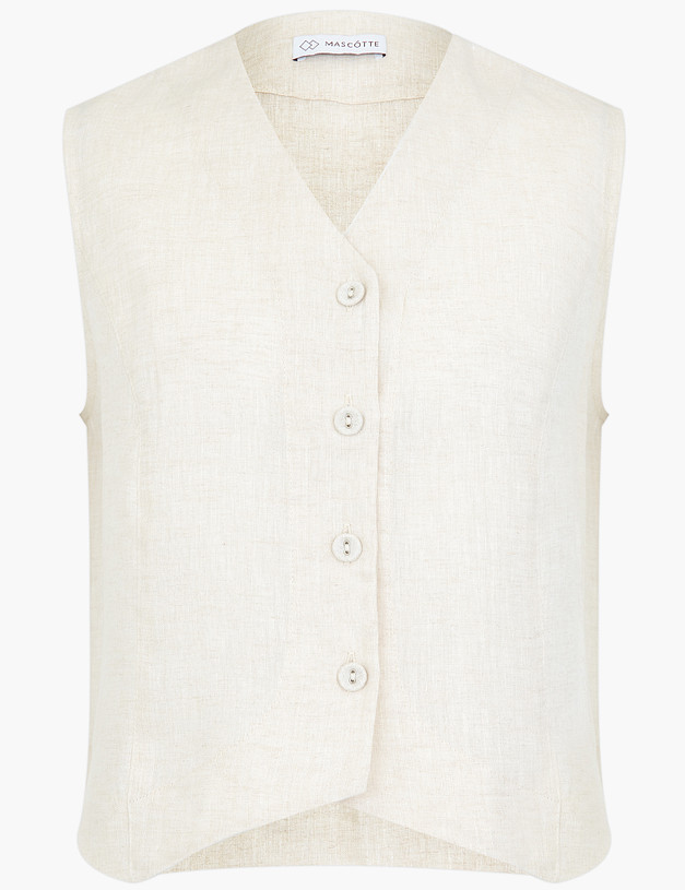 Бежевый женский льняной жилет MASCOTTE 790-4103-2708 | ракурс 7 Бежевый женский льняной жилет MASCOTTE 790-4103-2708 | ракурс 7
