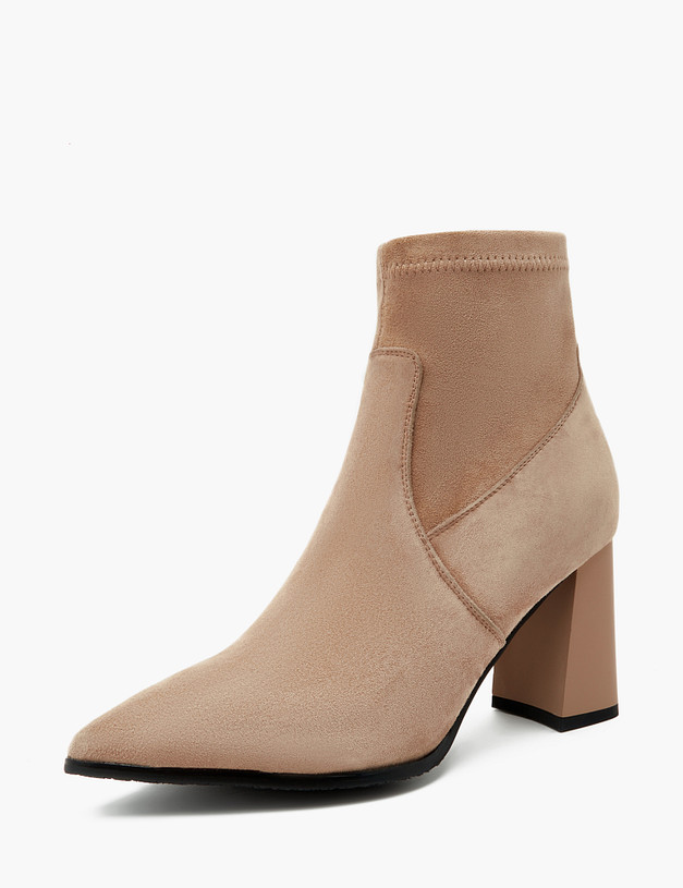 Бежевые женские ботильоны из велюра MASCOTTE 233-310821-3671M | ракурс 4