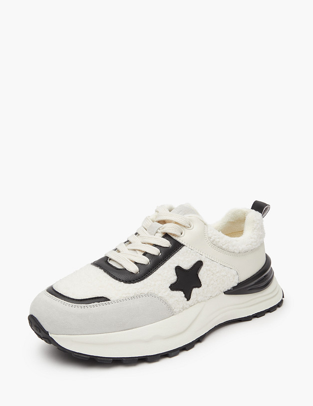 Белые женские кроссовки с черными вставками MASCOTTE 234-324021-0401 | ракурс 3 Белые женские кроссовки с черными вставками MASCOTTE 234-324021-0401 | ракурс 3