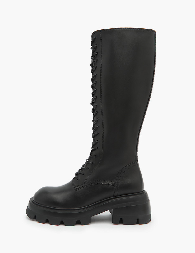 Черные женские сапоги со шнуровкой MASCOTTE 15-320221-0102 | ракурс 2