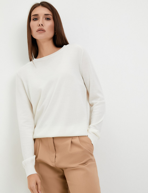 Молочный женский джемпер из шерсти мериноса MASCOTTE 852-3201-7501 | ракурс 1