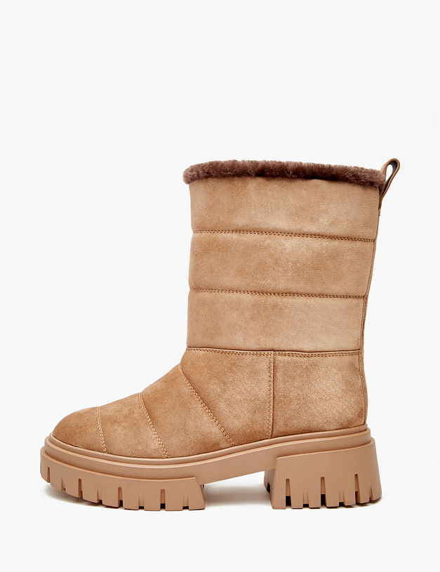 Бежевые велюровые женские ботинки на меху MASCOTTE 233-2265638-3671M | ракурс 2