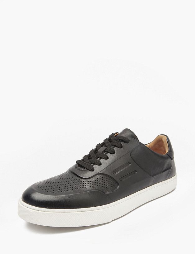 Черные мужские кеды с перфорацией  MASCOTTE 22-5132012-0102 | ракурс 2