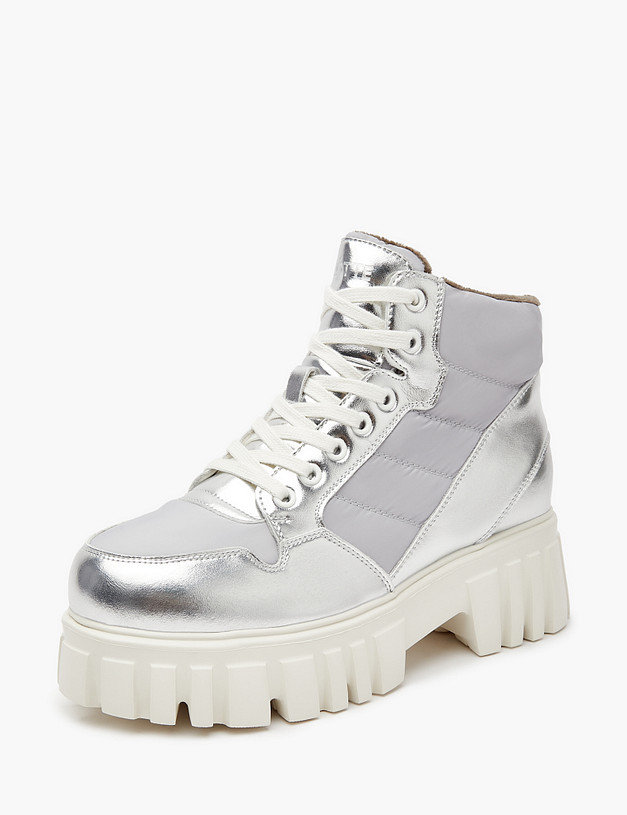 Серебристые женские ботинки на массивной подошве MASCOTTE 234-224924-0616 | ракурс 2