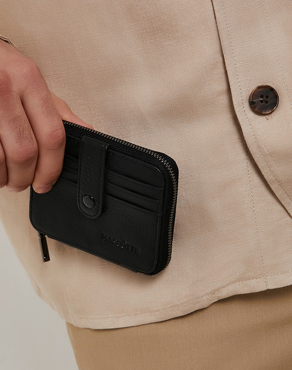 622-6103-102 Визитница.Муж. нат.кожа/текстиль черн, Mascotte