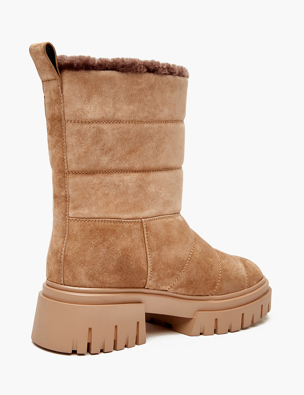 Бежевые велюровые женские ботинки на меху MASCOTTE 233-2265638-3671M | ракурс 4