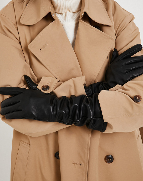 707-5202-102 Перчатки жен. нат.кожа/текстиль черн, Mascotte