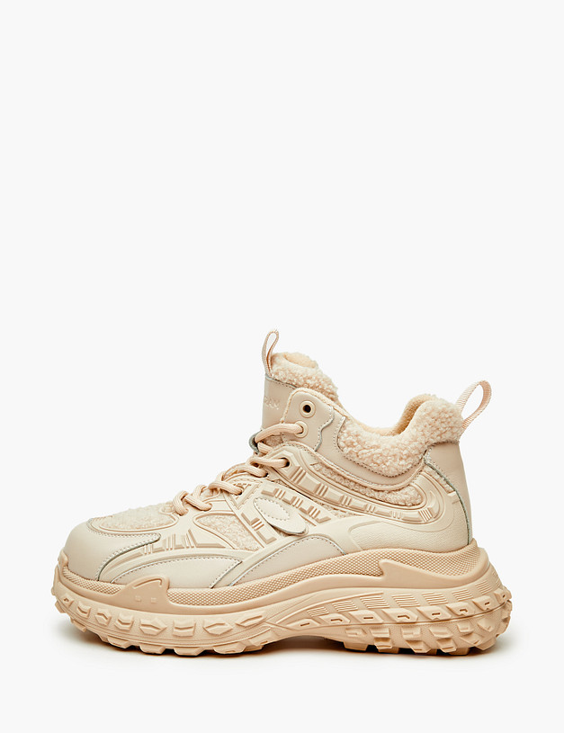 Бежевые женские утепленные кроссовки MASCOTTE 234-323621-0408 | ракурс 1