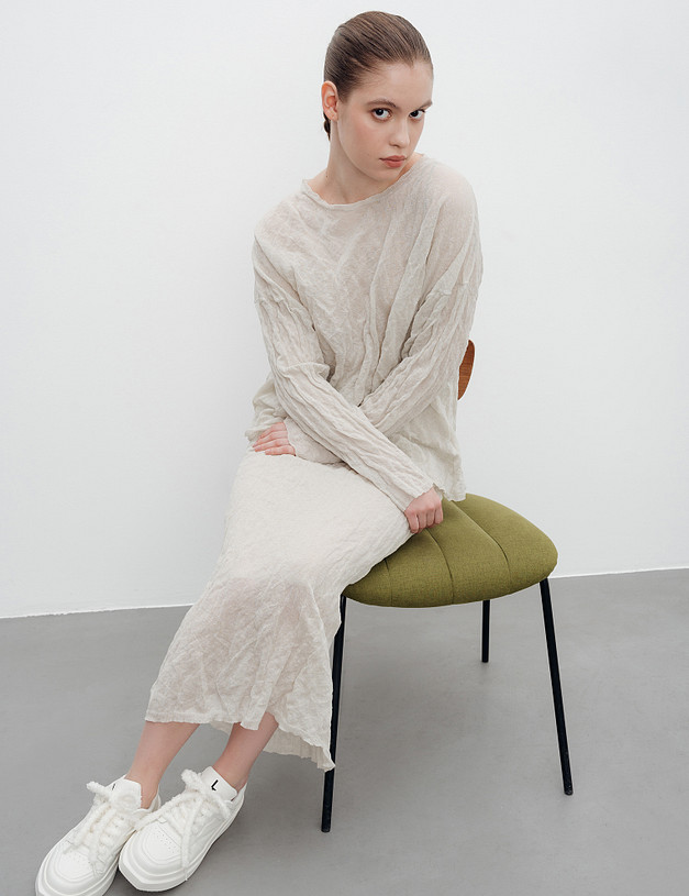 Белые женские кеды с пушистыми шнурками MASCOTTE 156-410921-0601 | ракурс 2