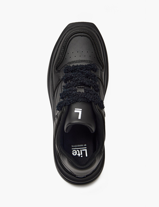 Черные женские кеды с пушистыми шнурками MASCOTTE 156-410921-0602 | ракурс 5