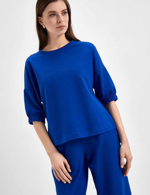 Женский хлопковый костюм синего цвета MASCOTTE 790-3108-2603 | ракурс 5