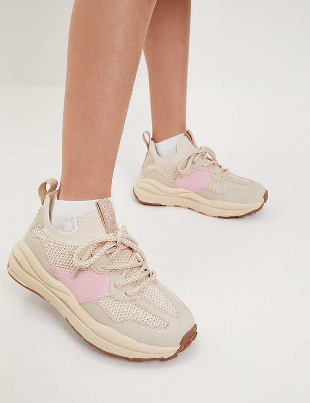 Молочные кроссовки для девочек с сетчатыми вставками MASCOTTE 234-413721-0606 | ракурс 8
