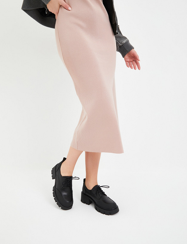 Черные кожаные женские дерби MASCOTTE 233-324712-0102 | ракурс 1