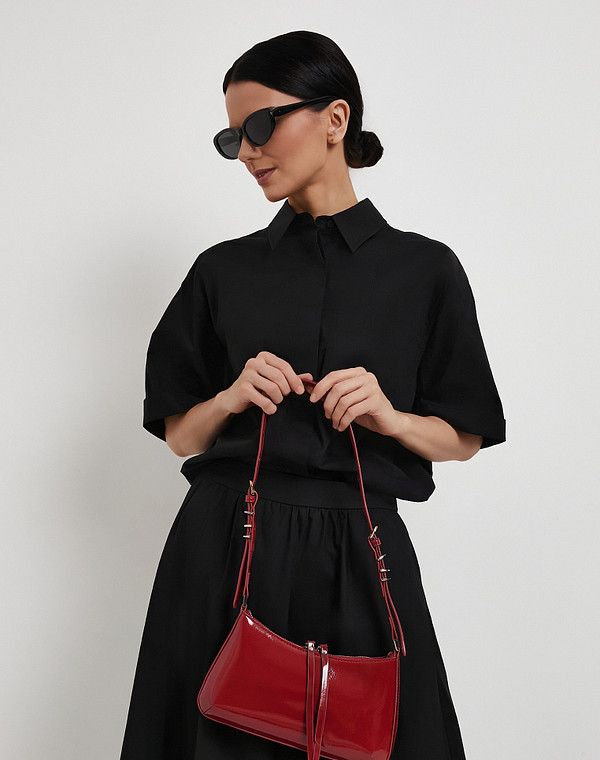 652-6101-605 Сумка женская и.лак/текстиль красн, S, Mascotte