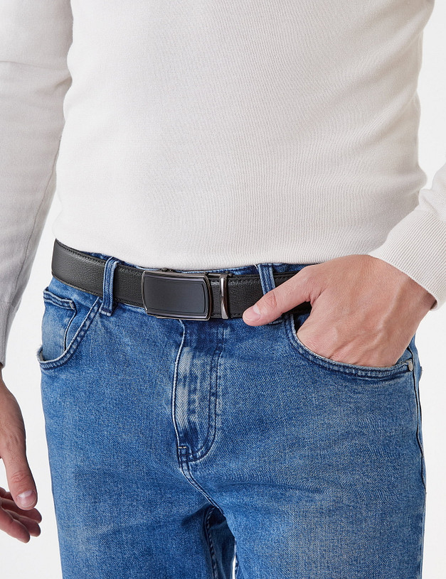 Черный мужской ремень MASCOTTE 727-1203-102 | ракурс 1