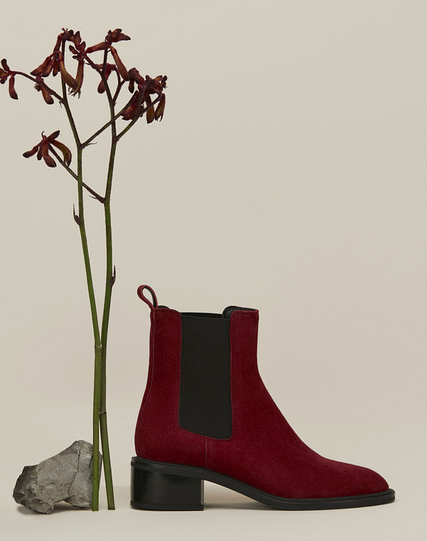 233-322021-0605 Ботинки женские велюр-резина/ворсин-нат.кожа бордо-черн, Mascotte