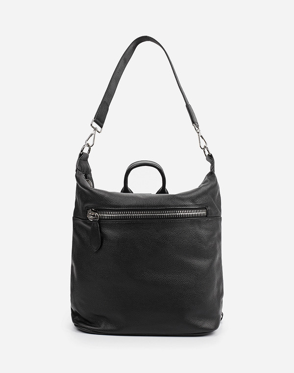 669-1203-102 Рюкзак женский нат.кожа/текстиль черн, L, Mascotte