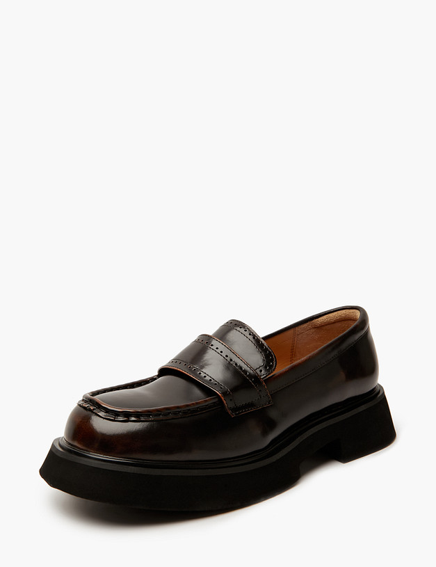 Коричневые женские лоферы из кожи MASCOTTE 58-412011-0109 | ракурс 2