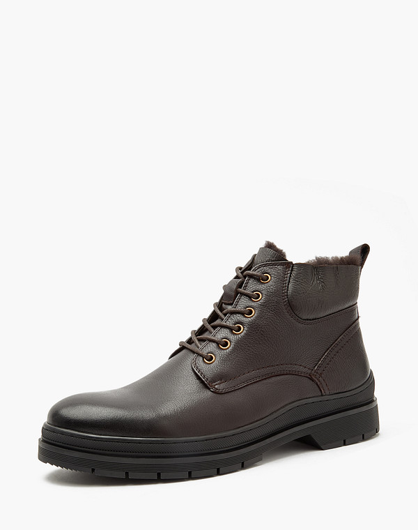 58-124631-0109 Ботинки мужские нат.кожа/мех-нат.кожа корич, Mascotte