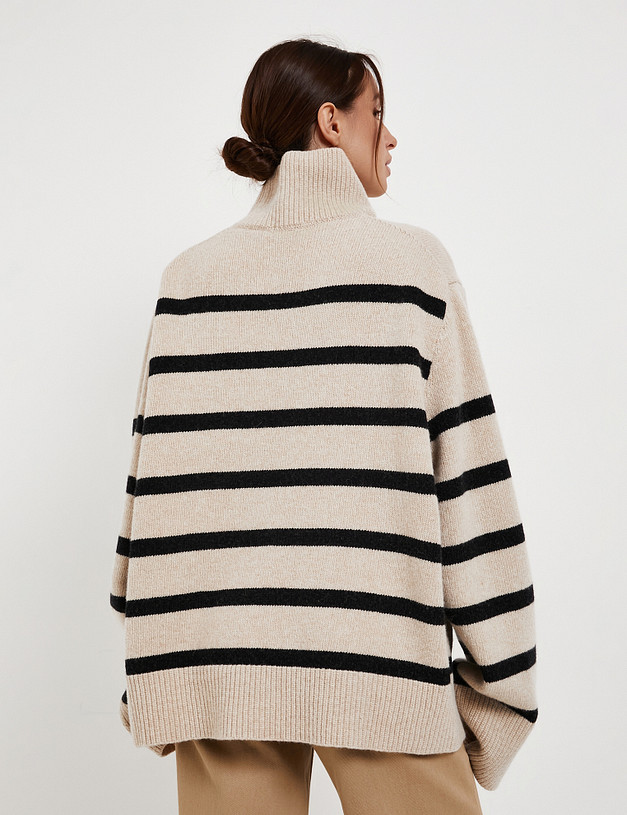 Бежевый женский свитер в полоску MASCOTTE 990-5201-7528 | ракурс 7