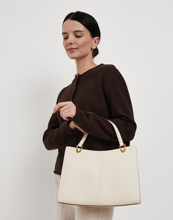 616-6106-601 Сумка женская кож.спилок-и.кожа/текстиль молочн, M, Mascotte