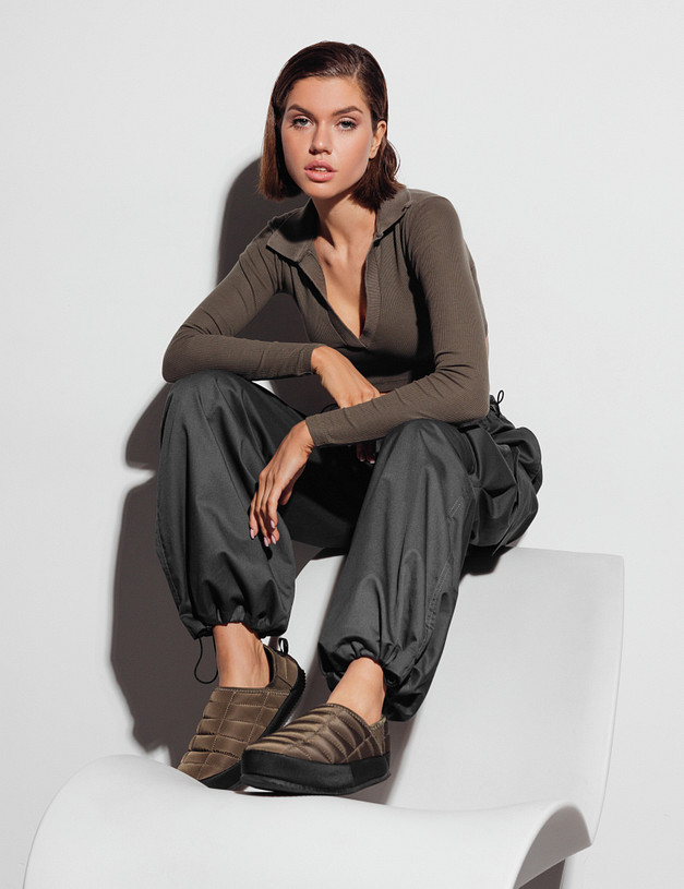 Оливковые женские слипоны MASCOTTE 151-220822-0204 | ракурс 1