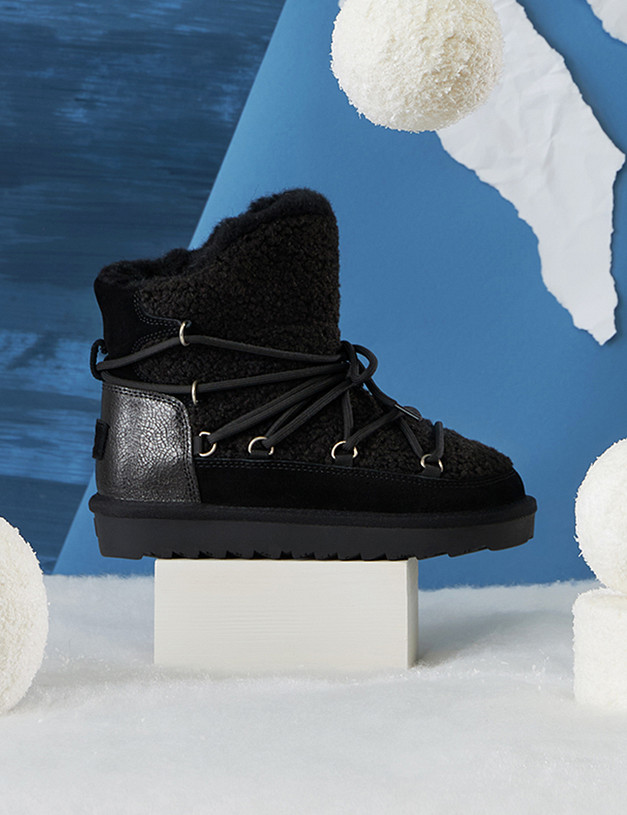 Черные меховые угги для девочек MASCOTTE 98-420458-0402 | ракурс 1 Черные меховые угги для девочек MASCOTTE 98-420458-0402 | ракурс 1