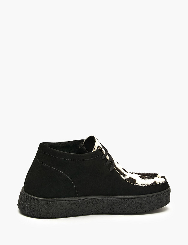 Черные женские полуботинки с коровьим принтом MASCOTTE 64-523221-0221 | ракурс 3