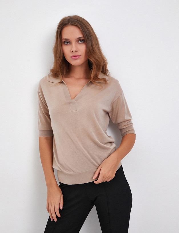 Бежевый женский джемпер из шерсти мериноса MASCOTTE 870-4214-7508 | ракурс 2