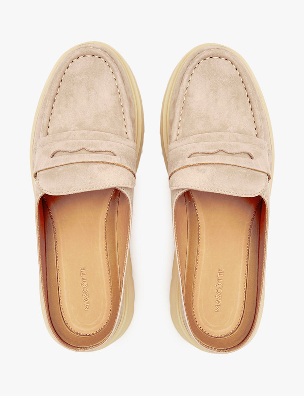 Бежевые велюровые женские сабо MASCOTTE 22-4120613-3612M | ракурс 4