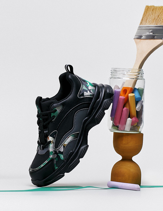 Черные детские кроссовки с цветными вставками MASCOTTE 189-323922-0602 | ракурс 1