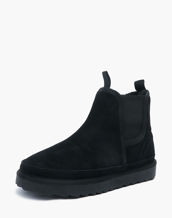 128-223932-0202 Ботинки женские велюр-резина/мех черн, Mascotte