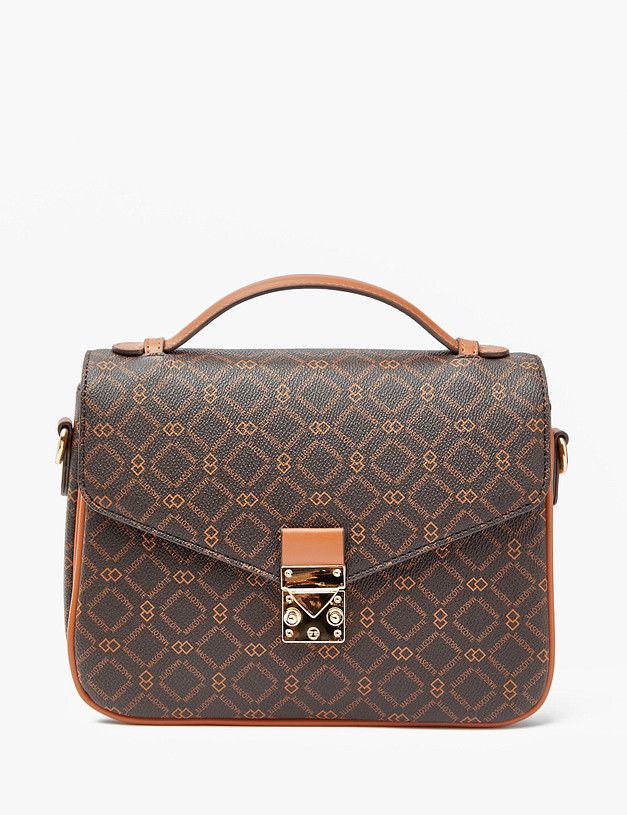 Коричневая женская сумка с фирменным принтом MASCOTTE 602-2205-609 | ракурс 2