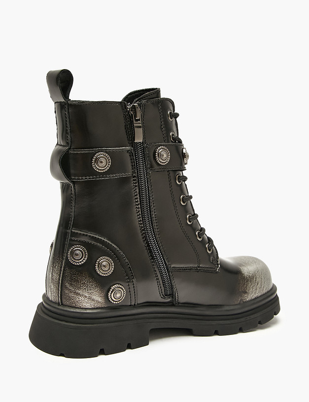 Черные ботинки для девочек MASCOTTE 234-522722-0602 | ракурс 4 Черные ботинки для девочек MASCOTTE 234-522722-0602 | ракурс 4