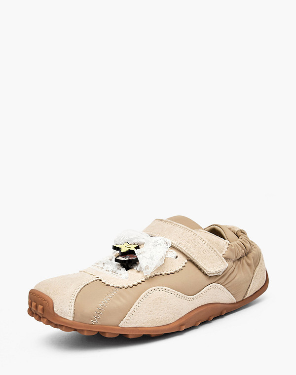 234-615811-0208 Полуботинки для активного отдыха девичьи текстиль-велюр/нат.кожа беж, Mascotte JUNIOR