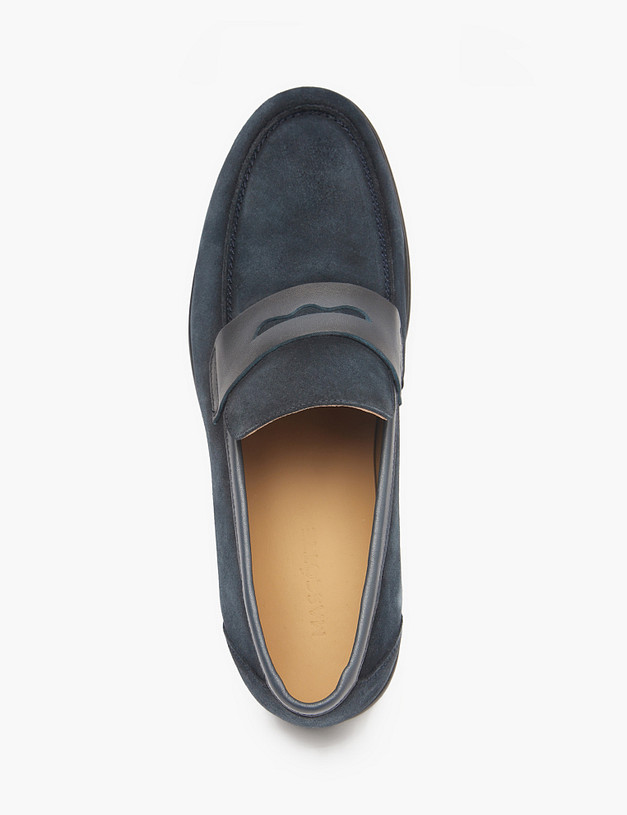 Синие мужские велюровые лоферы MASCOTTE 58-516111-3240M | ракурс 4