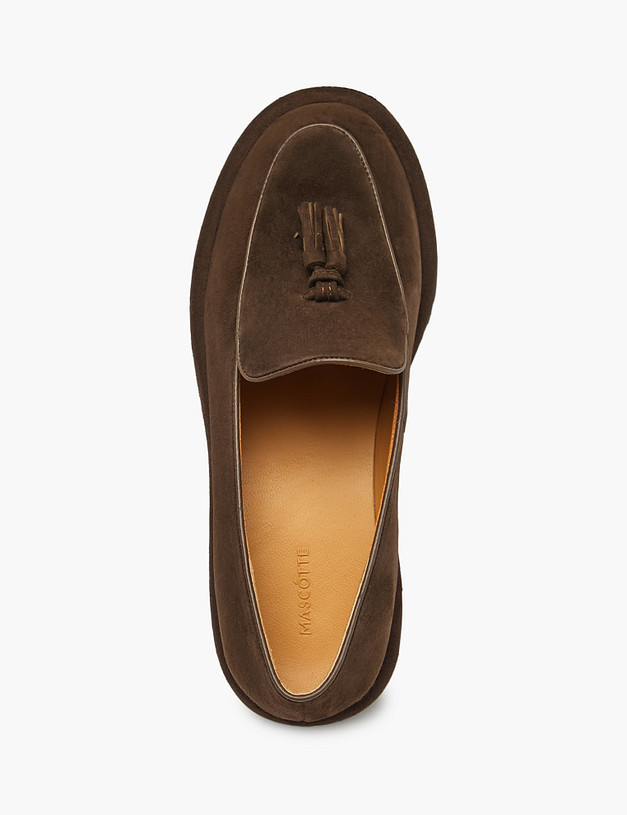 Коричневые женские лоферы из велюра MASCOTTE 126-522112-4680M | ракурс 4