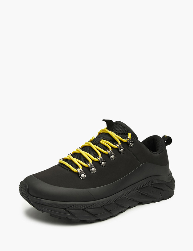 Черные мужские кроссовки с желтыми шнурками MASCOTTE 151-521021-0202 | ракурс 3