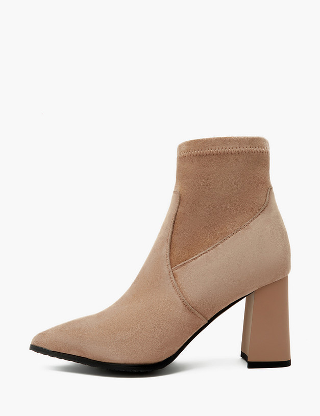 Бежевые женские ботильоны из велюра MASCOTTE 233-310821-3671M | ракурс 3
