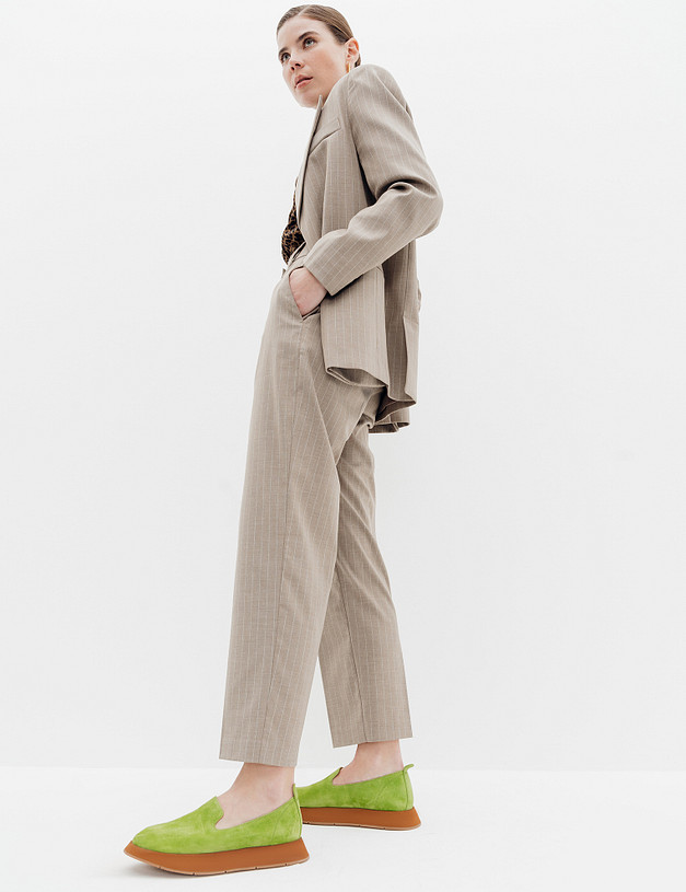 Зеленые женские велюровые слипоны MASCOTTE 172-3201315-4638M | ракурс 1