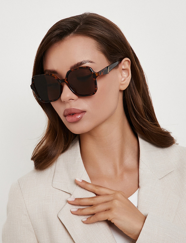 Коричневые женские очки с анималистичным принтом MASCOTTE 793-6132-7709 | ракурс 1