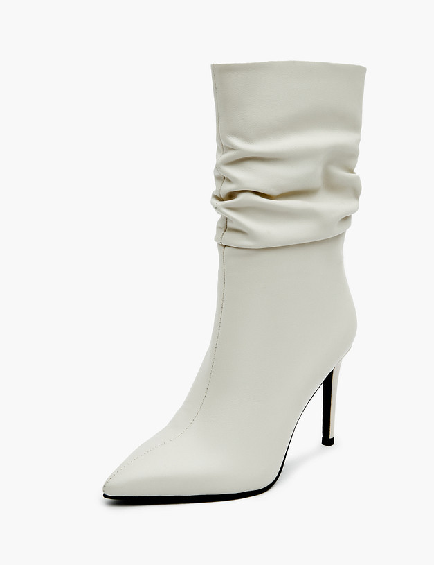 Молочные женские ботильоны на высоком каблуке MASCOTTE 126-320921-0101 | ракурс 3 Молочные женские ботильоны на высоком каблуке MASCOTTE 126-320921-0101 | ракурс 3