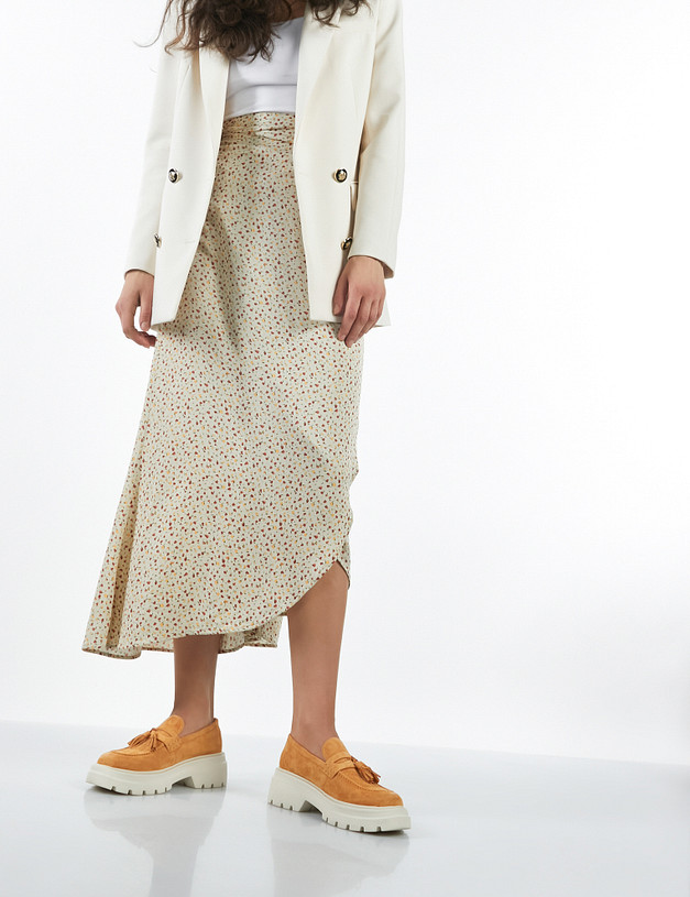 Желтые женские лоферы из велюра MASCOTTE 233-210911-3673M | ракурс 1