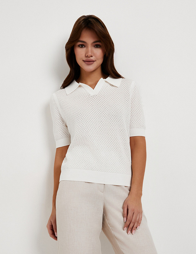 Белая женская футболка-поло MASCOTTE 852-6114-2601 | ракурс 1