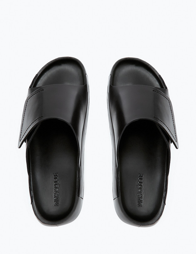 Черные кожаные мужские сабо MASCOTTE 128-413262-0102 | ракурс 5