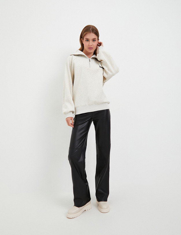 Серо-бежевый женский свитшот с молнией MASCOTTE 234-3293-2608 | ракурс 2